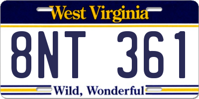 WV license plate 8NT361