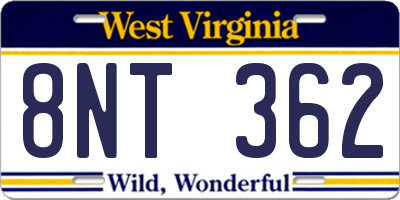 WV license plate 8NT362