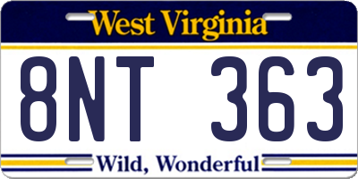 WV license plate 8NT363