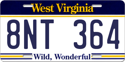 WV license plate 8NT364
