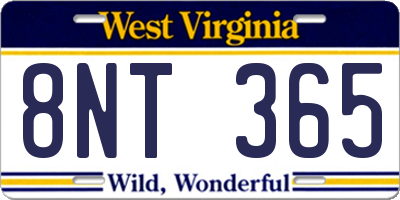 WV license plate 8NT365