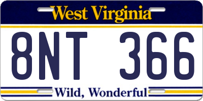 WV license plate 8NT366