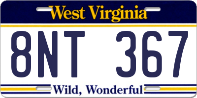 WV license plate 8NT367