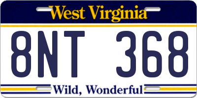 WV license plate 8NT368