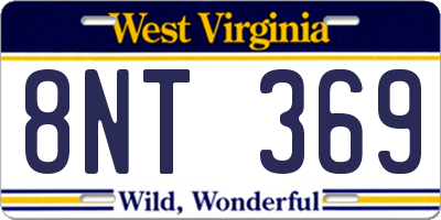 WV license plate 8NT369