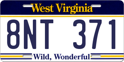 WV license plate 8NT371