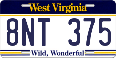 WV license plate 8NT375