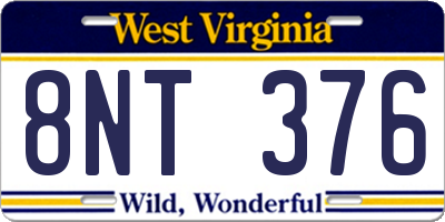 WV license plate 8NT376
