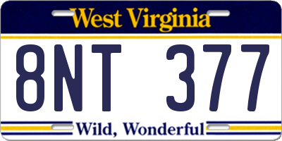 WV license plate 8NT377