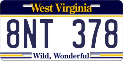 WV license plate 8NT378