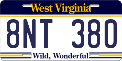 WV license plate 8NT380