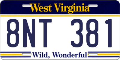 WV license plate 8NT381
