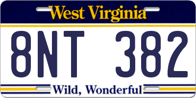 WV license plate 8NT382