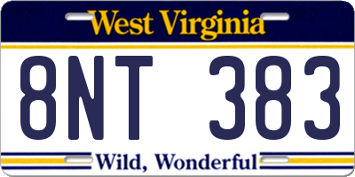 WV license plate 8NT383