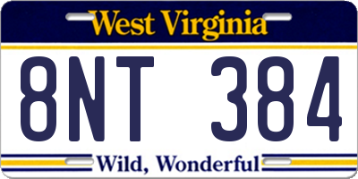 WV license plate 8NT384