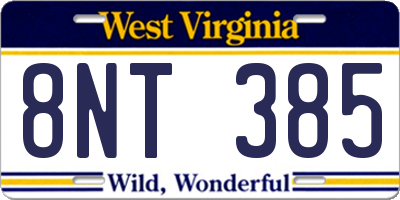 WV license plate 8NT385