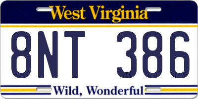 WV license plate 8NT386