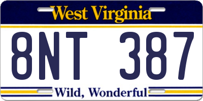 WV license plate 8NT387