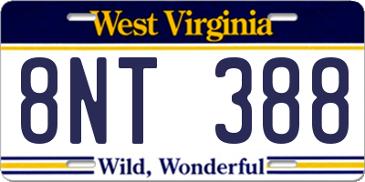 WV license plate 8NT388