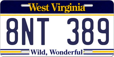 WV license plate 8NT389