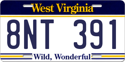 WV license plate 8NT391