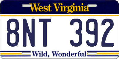 WV license plate 8NT392
