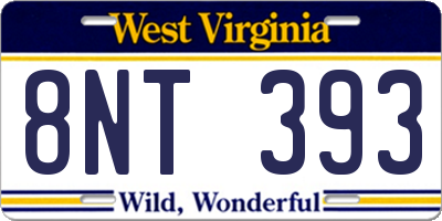 WV license plate 8NT393