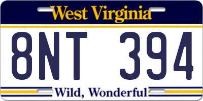 WV license plate 8NT394