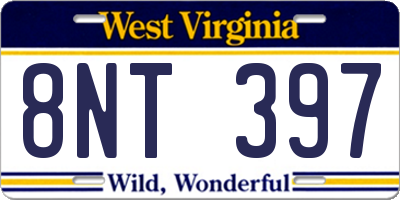WV license plate 8NT397
