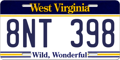 WV license plate 8NT398