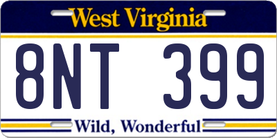 WV license plate 8NT399