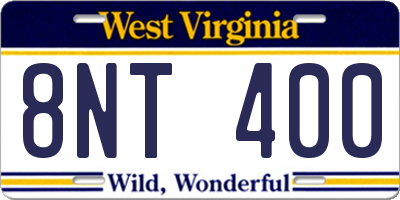 WV license plate 8NT400