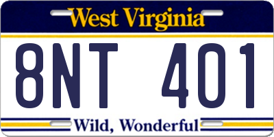 WV license plate 8NT401