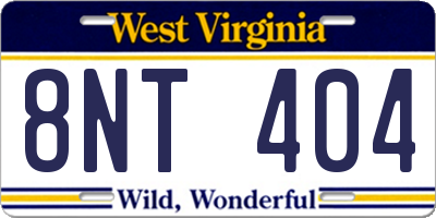 WV license plate 8NT404