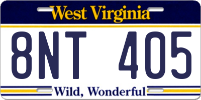 WV license plate 8NT405