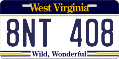 WV license plate 8NT408