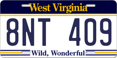 WV license plate 8NT409