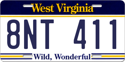 WV license plate 8NT411