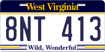 WV license plate 8NT413