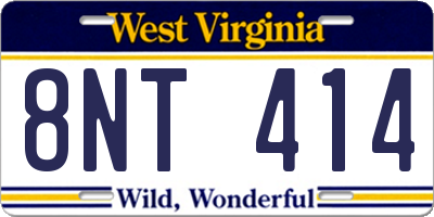 WV license plate 8NT414