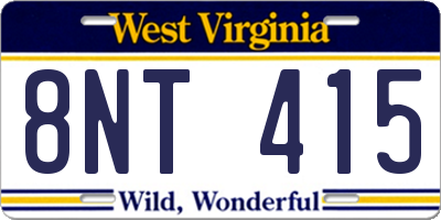 WV license plate 8NT415