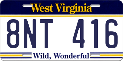 WV license plate 8NT416