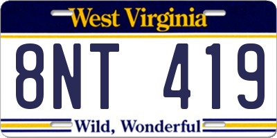 WV license plate 8NT419