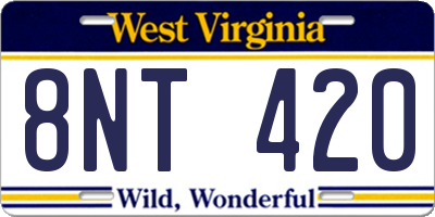 WV license plate 8NT420