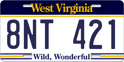 WV license plate 8NT421