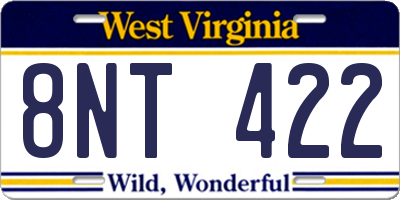 WV license plate 8NT422