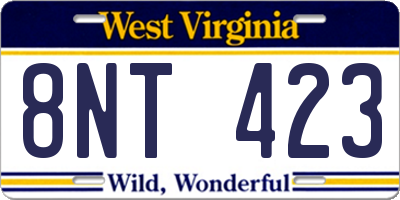 WV license plate 8NT423