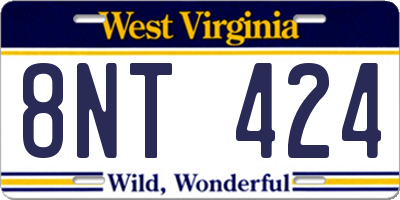 WV license plate 8NT424