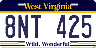 WV license plate 8NT425
