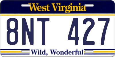 WV license plate 8NT427